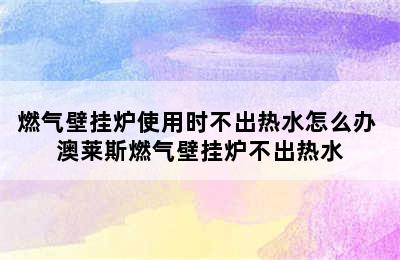 燃气壁挂炉使用时不出热水怎么办 澳莱斯燃气壁挂炉不出热水